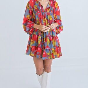 Karlie Floral Chiffon Tier Dress NWOT